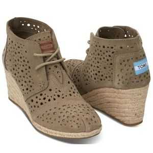 Toms Suede Desert Wedge Spadrille Booties